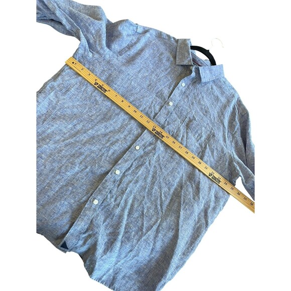 UNTUCKit Wrinkle Resistant 100 % Linen Long Sleeve Button Down Shirt XXL Blue - Picture 10 of 11